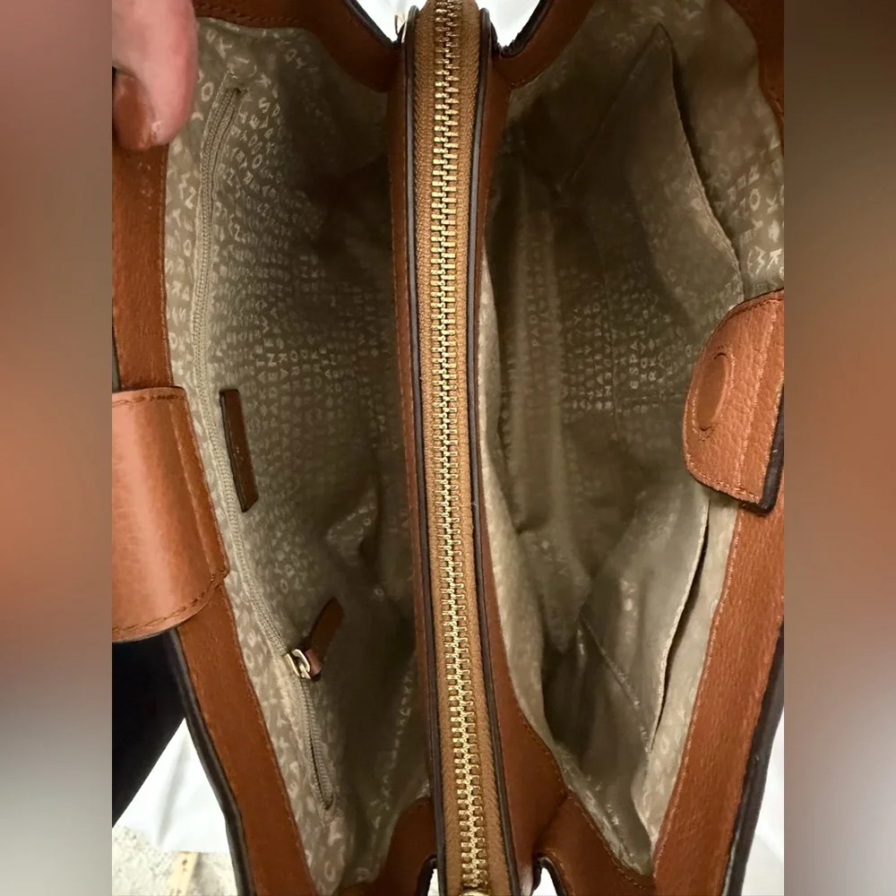 Kate Spade Evangelie Larchmont Warm Cognac Pebbled Leather Tan Crossbody/Satchel - Picture 6 of 11